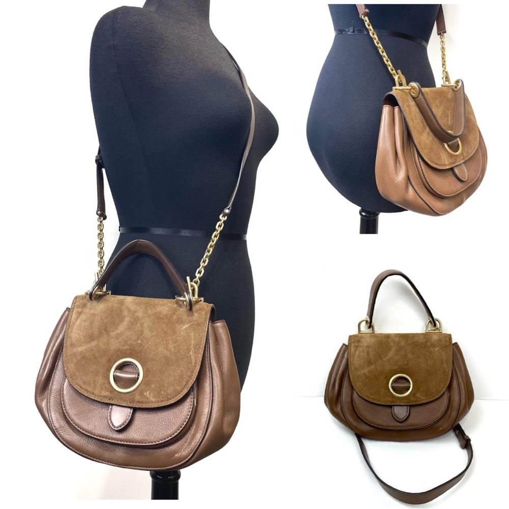 Michael Kors Women’s Caramel Isadore Suede Leather Messenger Purse Bag